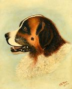 I. M. Price, circa 1922, a head study of a dog in profile, oil on canvas, signed, 12