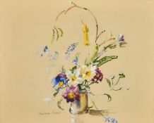 Barbara Crowe (b.1942) Mixed flowers in a copper pot 8