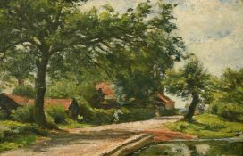 Circle of Yeend King, 'Ingatestone', a scene of a country village, oil on board, 6