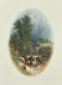 Walter Williams (1835-1906) British, a pair of oil on canvas river scenes painted in an oval, signed