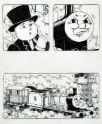 Tim Marwood (1954-2008) British, 'Thomas' No 39 'Ding-Dong Cranky', pen drawings, A group of 3