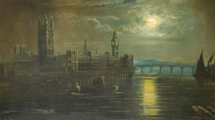 Ansdell Smythe (Mid-19th Century) British, a pair of Thames views one featuring the Houses of