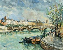 Robert L. P. Lavoine (1916-1999) a view of the Pont Neuf, oil on canvas, signed and also inscribed