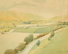 Alastair Dallas (1898-1983) Scottish, a view through a valley, watercolour, signed, 14