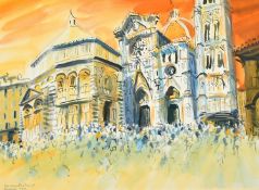 Ian Weatherhead (b.1932) 'Evening Dome, Florence', gouache, signed, inscribed and dated 2001, The