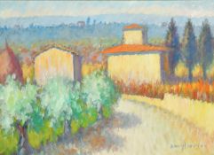 20th Century Impressionist School, a Tuscan landscape, oil on board, indistinctly signed, 23