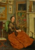 John Watson Chapman (1853-1903) British, Portrait of a seated lady in a drawing room, oil on