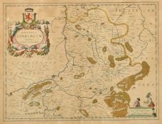 W & J Blaeu, 'Ducatus Limburgum Auctore Aegidio Martini', a hand-coloured 17th Century engraved map,