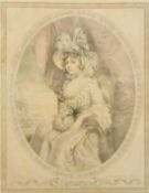 After John Downman (1750-1824) A coloured lithograph, Portrait of a lady, published 1909, trade