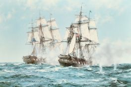 Montague Dawson, A print of 'The action between Java and Constitution, December 1812. 21