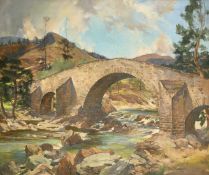 Circle of Lamorna Birch, View of a stone bridge over a river, oil on canvas, 25
