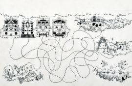 Tim Marwood (1954-2008) British, 'Thomas' No 169', 'Activities, follow with diesel' pen drawing,