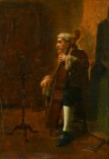 Attributed to Ernest Spence (1862-1944), The cello player, indistinctly signed, oil on canvas, 13