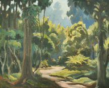Edward B. Lattey (1899-1986) New Zealand, 'Bush track, Kuratau', oil on canvas, signed, 16