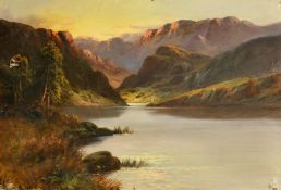 John Henry Boel (19th / 20th Century) a pair of Highland Landscapes featuring mountain lochs, oil on