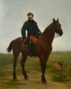 Nicolas Sicard (1840 -1920) French, Portrait of a French gentleman mounted on a horse with a dog, '