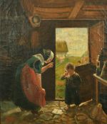 Copi, 19th Century Continental School, mother and child in a cottage interior, oil on canvas,