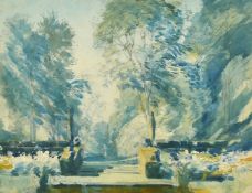 Attributed to Aubrey Waterfield (1874-1944), a view of a formal garden, watercolour, 9
