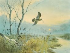 John Cyril Harrison (1898-1985), a print of a bird over a landscape, signed in pencil and numbered