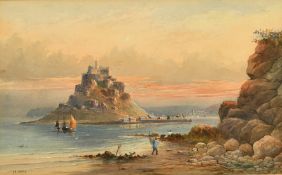John Clarke Uren (1845-1932) British, a view of St. Michael's Mount, watercolour, signed, 8.5