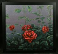 George Tincu (contemporary) Still life of red roses, oil on canvas, signed, 24