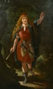 19th Century, Full length portrait of a female warrior, oil on canvas, 39.5