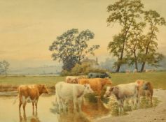 William Sydney Cooper (1854-1927) British, 'An Evening in Kent', watercolour, signed and dated 1918,