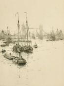 Rowland Langmaid (1897-1956) British, 'The Tower Bridge', etching, signed and inscribed in pencil,