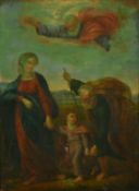 An Old Master painting of a holy family, oil on copper, 8.5