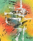 Chun Shan, an abstract composition, acrylic on paper, signed and dated 1964, 14.5