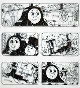 Tim Marwood (1954-2008) British, 'Thomas' No 159 'Cold chaos', pen drawings, A group of 5 framed,