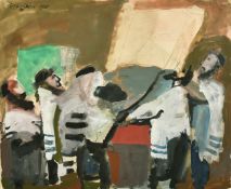 Lennart Rosensohn (1918-1994) Swedish, Rabbis gathering, watercolour, signed and dated 1975, 14.5