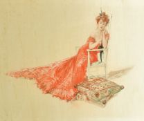 Richard Pannett (19th/20th Century) British, an elegant young lady dressed in a red dress,