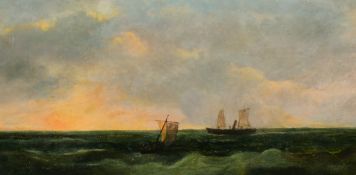 19th Century School, sailboats in open water, oil on canvas, 7