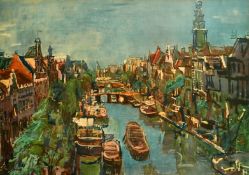 After Oskar Kokoschka (1886-1980) Austrian, 'Amsterdam', lithograph, trade label verso, The