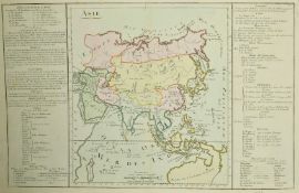 A group of four 18th Century French maps of the four Continents, with a green wash and outline