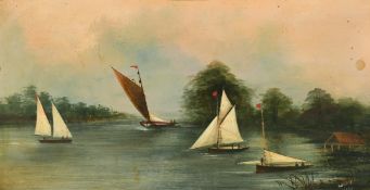 Charles Beaty (act.1878-1956) British, A pair, sailing boats on the river, and sails down to come