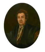19th Century, Oval portrait of a gentleman wearing a white scarf, oil on canvas, 30