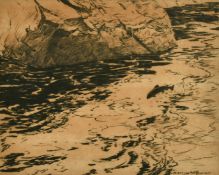 Norman Wilkinson (1878-1971) British, a leaping fish, etching, signed in pencil by the artist, 8.75
