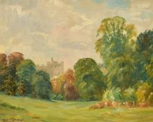 Maurice Codner (1888-1958) British, a glimpse of Hatfield House, oil on board, signed, 16