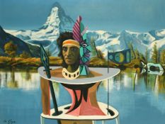 G.H.F. de Goya von Gerendassy (20th Century) 'In space and time', oil on board, signed, label verso,