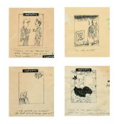 Michael Heath, 'Typical of the French', A group of four drawings framed, each with inscription,