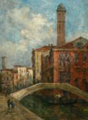 Georges Pierre Dieterle (1844-1937), Bridge over a canal in Vencie, signed, oil on canvas, 19.5