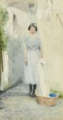 Henry Edgar Crocket (1870-1926) British, a study of a young woman with a washing basket,