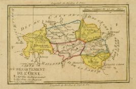 Carte du Departement de L'Orne, circa 1795, hand coloured engraving, 4.5