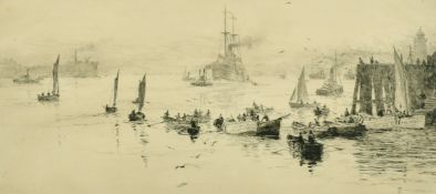 William Lionel Wyllie (1851-1931) British, 'North Shields', etching, signed in pencil, 6.25
