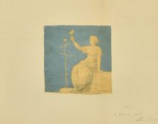 Jean Louis Hamon (1821-1874) French, A classical figure holding a bird, watercolour and pencil,