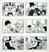 Tim Marwood (1954-2008) British, 'Thomas' No 174 'Biggest Badge', pen drawings, A group of 6 framed,