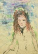 20th Century, Study of a young lady, pastel, indistinctly signed, 27