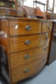 A Victorian mahogany bow front chest of drawers.